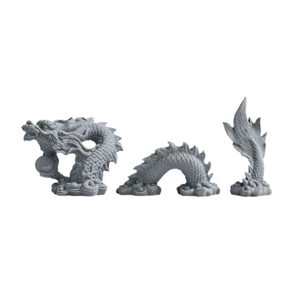 CarpNettore Dragon Statue Set Aquarium Landscape Fish Tank Decoration Traditional Gift Craft