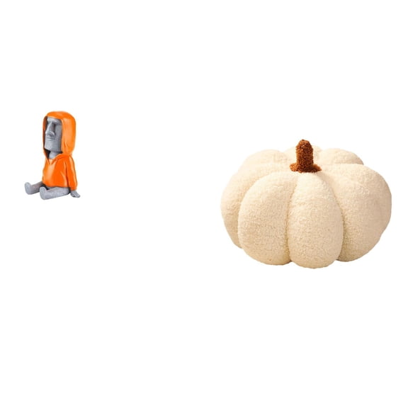 CarpNettore Easter Island Head Statue Moai Pumpkin Pillow Antique Portrait Ahu Sculpture Plush Decorative Sofa Cushion Resin Bedroom Decor