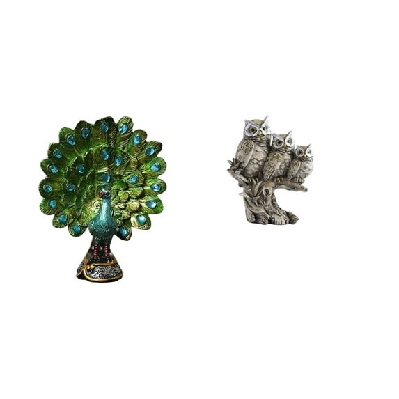 CarpNettore Elegant Animal Sculpture Collection Featuring Peacock and Owl Statues for Bedroom Office Living Room Bookshelf Cabinet Modern Home Decoration