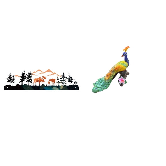 CarpNettore Elegant Deer And Peacock Sculpture Wall Decor for Garden Fence Outdoor Indoor Porch Home Decoration Yard Ornament Crafts