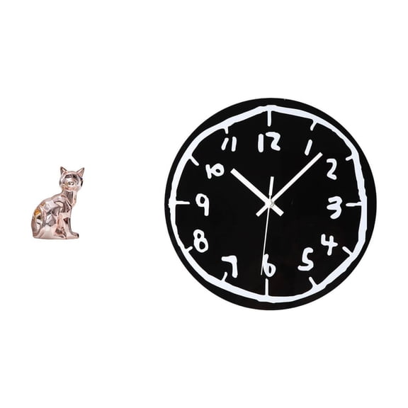 CarpNettore Elegant Feline Sculpture Timepiece Modern Minimalist Artful Cat Clock Ornament for Fireplace Kitchen Office Dining Room Home Decor