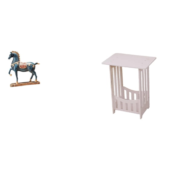 CarpNettore Elegant Horse Sculpture Accent Table Artistic Fengshui Decor for Living Room Bedside Bookcase Hallway Lounge Balcony and Cafe Spaces