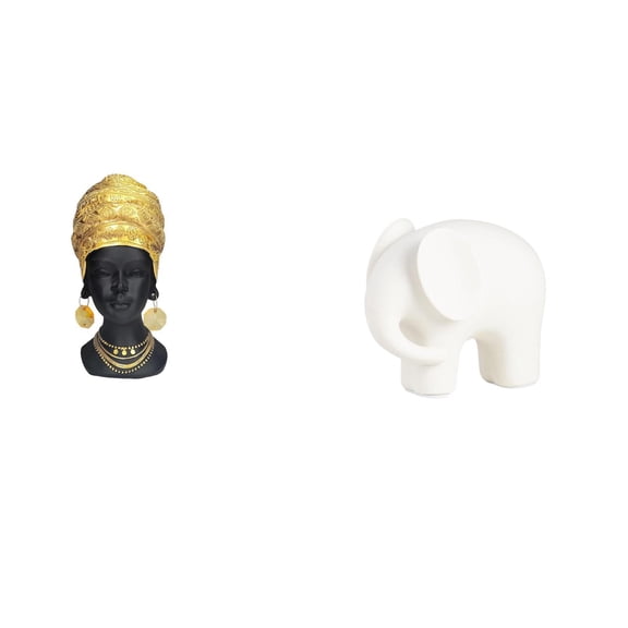 CarpNettore Elegant Resin Elephant Woman Sculpture Centerpiece Creative Home Decor Figurine for Entrance Shelf Tabletop Collectible Ornament Gift