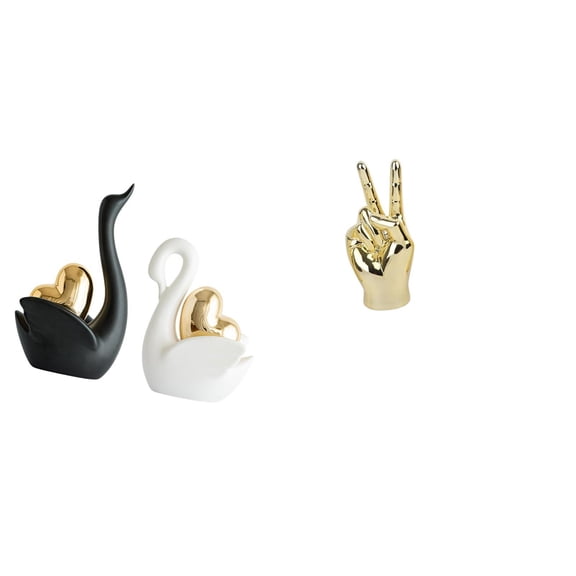 CarpNettore Elegant Swan Couple Figurines and Artistic Hand Gesture Sculptures for Creative Home Living Room Bookshelf Entrance Tabletop Decor