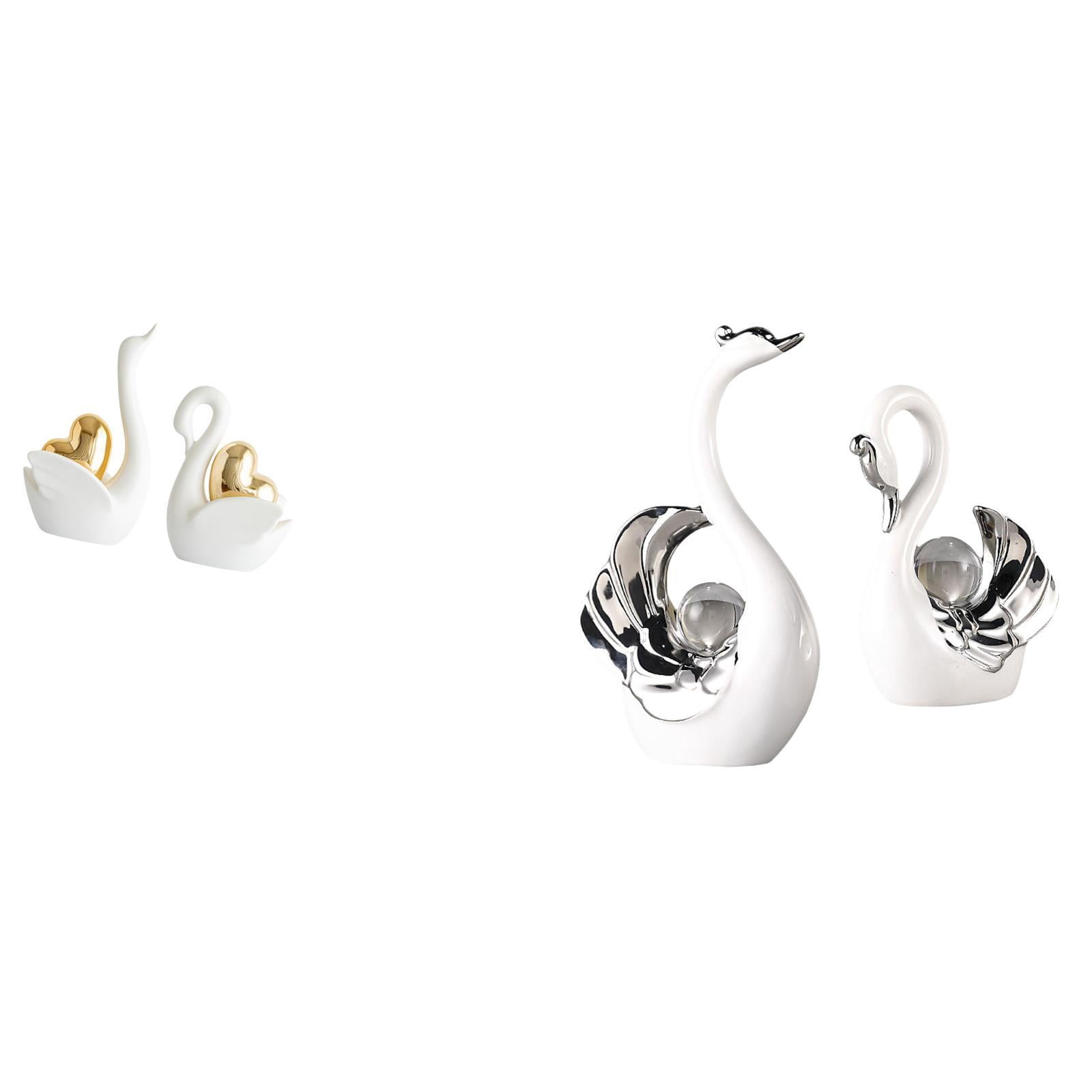 CarpNettore Elegant Swan Figurines Tabletop Ornaments for Living Room ...