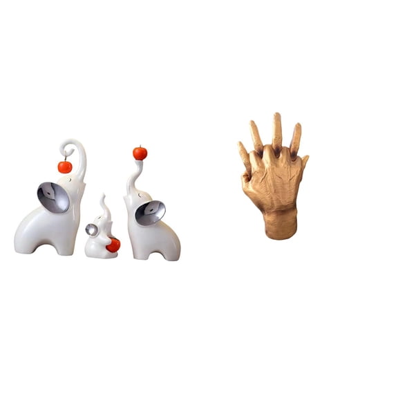 CarpNettore Elephant Family Hand Sculptures Animal Statues Crafts Desktop Decorations Soulmate Figurines Lovers Bedroom Shelf Tabletop Decor