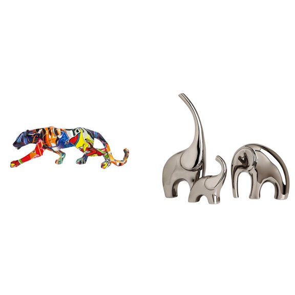 CarpNettore Elephant Sculpture Figurine Animal Craft Statue Walking Ornament for Decoration Bookshelf Indoor Home Shelf Collectible Ceramic