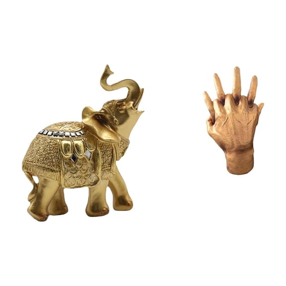 CarpNettore Elephant Statue Resin Art Crafts Animal Sculpture Decorative Figurine for Bedroom Desk Home Decoration with Entwined Hand Sculpture Soulmate Lovers Hand Figurines for Shelf Decor