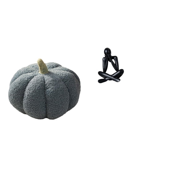 CarpNettore Enchanting Pumpkin Plush Sculpture Decorative Cushion Ornament for Modern Living Room Bedroom Sofa and Bookshelf Home Decor