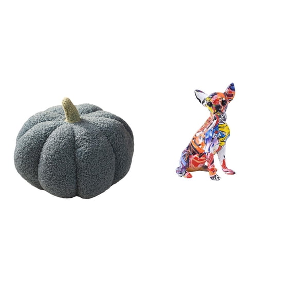 CarpNettore Enchanting Pumpkin Puppy Plush Sculpture Decorative Cushion and Multicolor Chihuahua Ornament for Cozy Halloween Bedroom and Living Room Decor