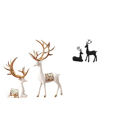 CarpNettore European Collectable Craft Reindeer Sculpture Black Resin Figurine Deer Lover Gift Tabletop Decoration for Living Room Study Balcony