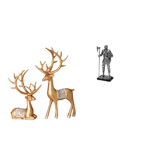 CarpNettore European Reindeer Knight Collectable Sculpture Tabletop Ornament for Deer Lover Entryway Fireplace Bedroom Home Decor Housewarming Gift