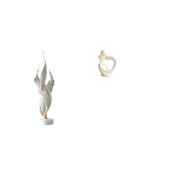 CarpNettore Feather Abstract Sculpture Modern Artistic Resin Collection Figurine Ornament Decorative Statue for Fireplace Office Desk Cabinet Home Anniversary Gift