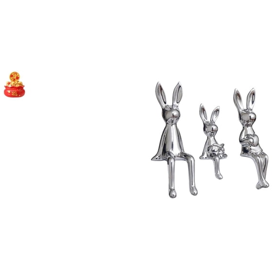 CarpNettore Festival Treasure Basin Bunny Family Cornucopia Ornament Figurine Art Craft Statue for New Year Housewarming Bedroom Desk Display Table Centerpiece Animal Sculpture Cabinet