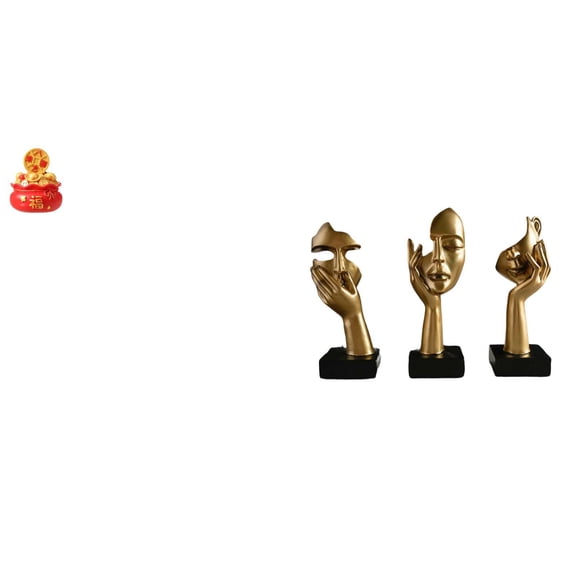 CarpNettore Festival Treasure Basin Cornucopia Ornament And Resin Thinker Statue Abstract Art Craft for New Year Housewarming Office Living Room Bedroom Bookshelf