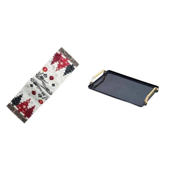 CarpNettore Festive Winter Table Runner and Decorative Serving Tray Organizer for Holiday Coffee Table Cabinet Farmhouse Homes Hotels Pastries Snacks Tea