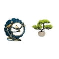 thumbnail image 1 of CarpNettore Figurine Craft Knick Knack Resin Bonsai Tree Artificial Plants Greenery Figurine for House Decorations Bookshelf Living Room Indoor Desk Table Centerpieces, 1 of 8