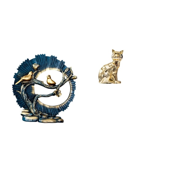 CarpNettore Figurine Craft Knick Knack Resin Cat Statue Decorative Animal Sculpture Art for House Decorations Bookshelf Living Room Indoor Desk Fireplace