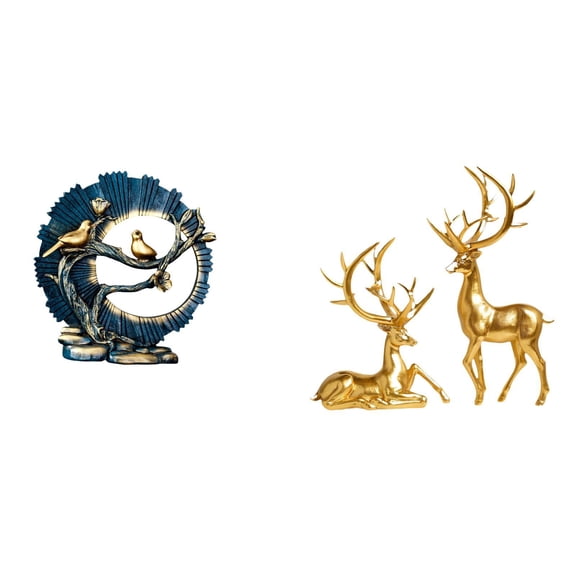CarpNettore Figurine Craft Knick Knack Resin Deer Sculptures for House Decorations Bookshelf Living Room Indoor Desk Countertop Collection