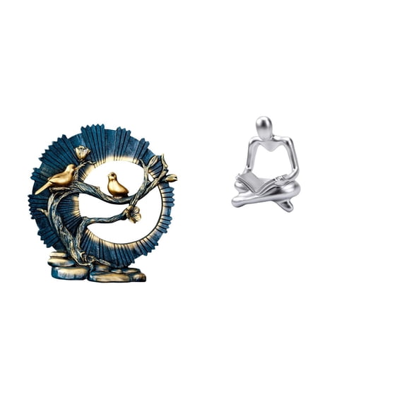 CarpNettore Figurine Craft Knick Knack Resin Sculpture for House Decorations Bookshelf Living Room Indoor Desk Creative Abstract Thinker Statue