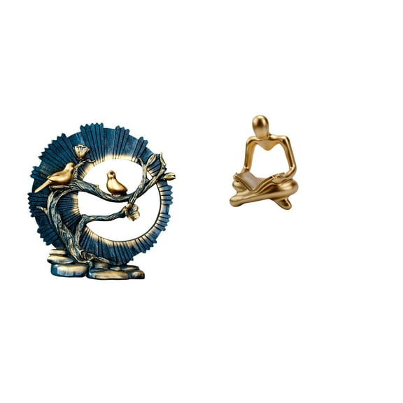 CarpNettore Figurine Craft Knick Knack Resin Sculpture for House Decorations Bookshelf Living Room Indoor Desk Creative Abstract Thinker Statue