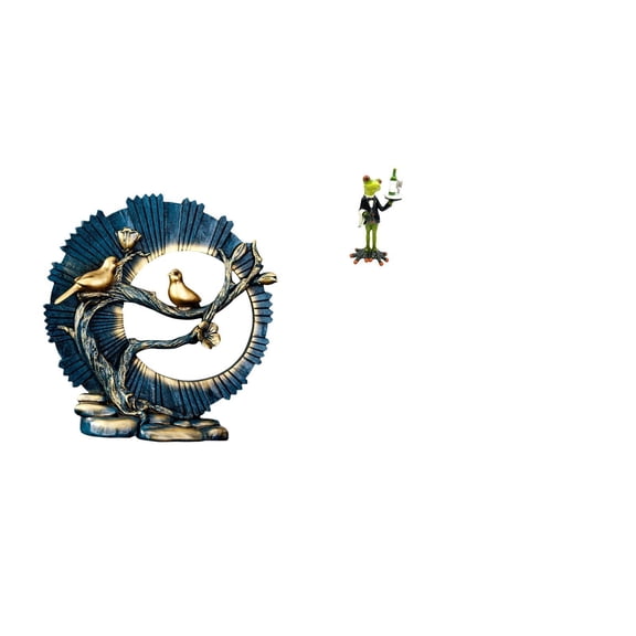 CarpNettore Figurine Craft Knick Knack Resin Waiter Frog Statue Animal Sculpture Creative Decorative Figurine Tabletop for House Decorations Bookshelf Living Room Indoor Desk Fireplace Entrance