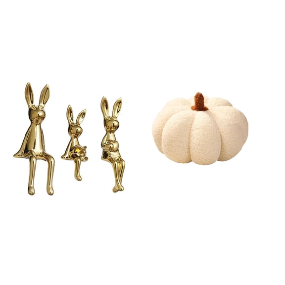 CarpNettore Figurine Sculpture Sitting Statue Ornament Pumpkin Toy Electroplated Ceramic Soft Material Suitable for Offices Bedrooms Living Rooms