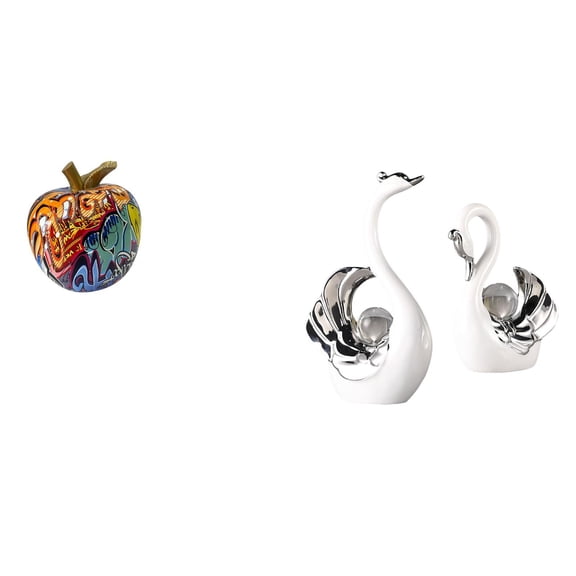 CarpNettore Figurine Statue Resin Swan Sculpture Ceramic Animals Table Centerpiece Lifelike Ornament Suitable for Living Room Bedroom Office Shop Cafe Bar Restaur