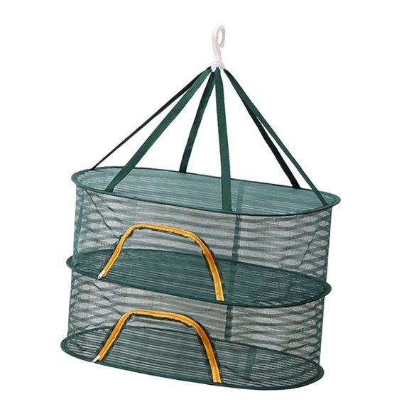 CarpNettore Fishing Drying Net Foldable Dryer Storage Basket for Fish Food Spices Flower Double Layer