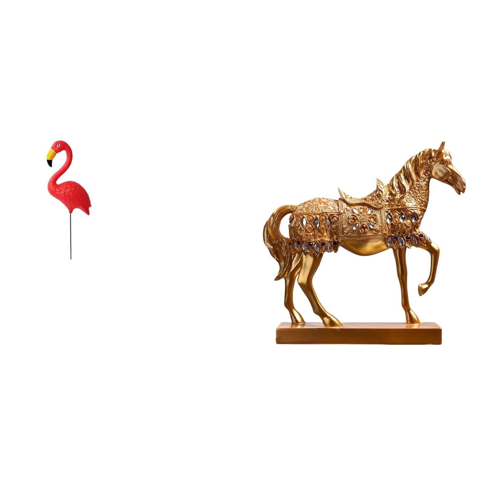 CarpNettore Flamingo Garden Horse Sculpture Figurine Ornament for Home Office Decor Fairy Yard Art Animal Statue Resin Engraved Stake Accessories