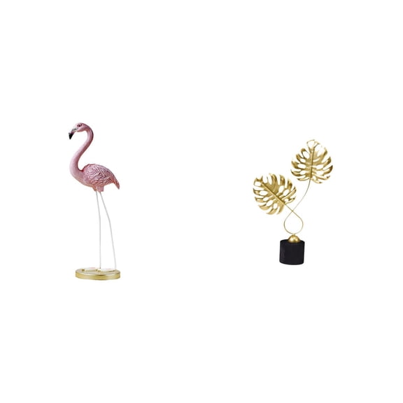 CarpNettore Flamingo Leaf Resin Iron Bird Sculpture Modern Art Figurine for Home Garden Desk Cabinet Indoor Outdoor Fireplace Decor Gift Collectible