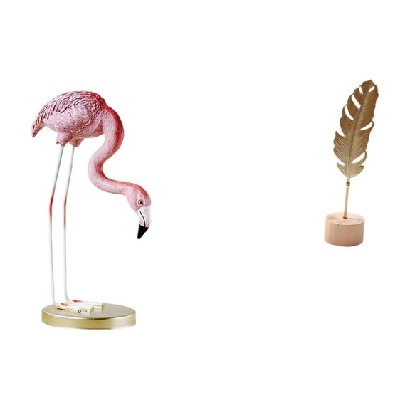 CarpNettore Flamingo Resin Bird Sculpture Modern Art Figurine with Metal Stand for Garden Yard Pond Flowerbed Leaf Shaped Metal Statue Nordic Creative Ornament Ab