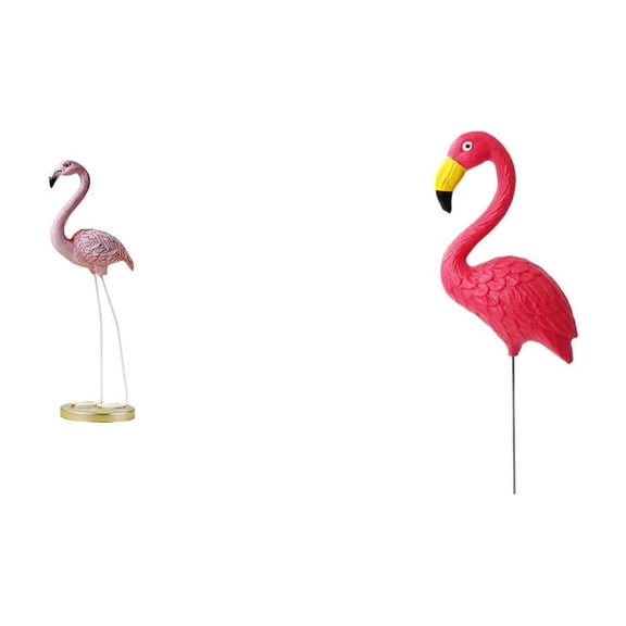 CarpNettore Flamingo Resin Bird Sculpture Modern Art Figurine with Metal Stand for Yard Pond Flowerbed Statue Ornament Backyard Fairy Garden Accessories Stake for Holiday Spring
