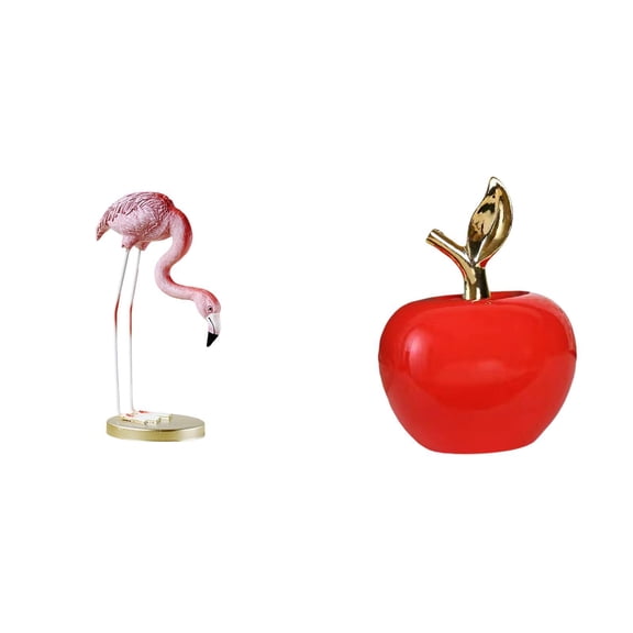CarpNettore Flamingo Resin Bird Sculpture Modern Art Garden Figurine with Metal Stand for Yard Pond Flowerbed Statue Ornament Simulation Artwork Ceramic Fruit Scu