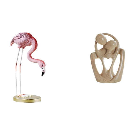 CarpNettore Flamingo Resin Statue Bird Sculpture Home Decor Fireplace Modern Art Garden Figurine with Metal Stand for Yard Pond Flowerbed Abstract Couple Figurine