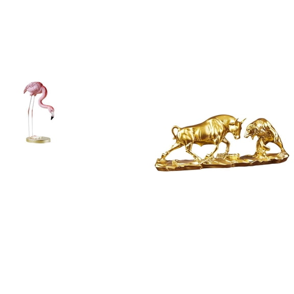 CarpNettore Flamingo Resin Statue Bird Sculpture Home Decor Fireplace Modern Art Garden Figurine with Metal Stand for Yard Pond Flowerbed Bull Figurine Feng Shui