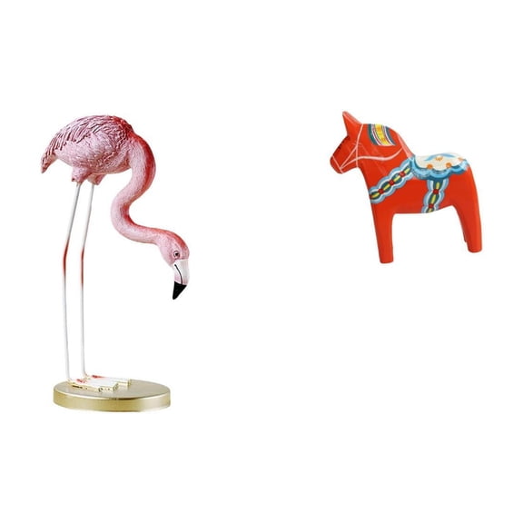 CarpNettore Flamingo Resin Statue Bird Sculpture Modern Art Garden Figurine with Metal Stand for Yard Pond Flowerbed Swedish Dala Horse Ornament Collectible Dalec
