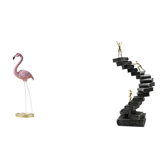 CarpNettore Flamingo Thinker Resin Statue Abstract Bird Sculpture Modern Art Figurine with Metal Stand for Home Garden Bookshelf Desktop Table Decorations
