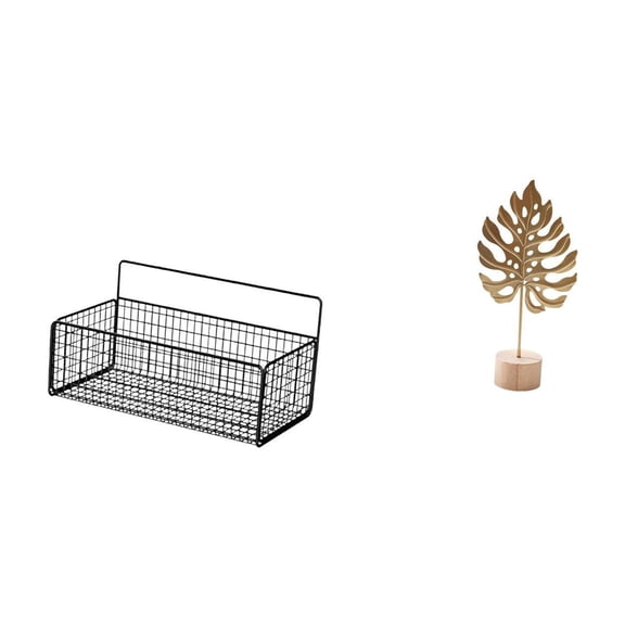 CarpNettore Floating Metal Leaf Wall Organizer Basket Sculpture for Kitchen Bathroom Living Room Table Party Home Nordic Creative Ornament