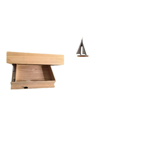 CarpNettore Floating Shelf Wall Mounted Drawer with Compartment Easy Installation Home Decor Storage Rack for Dorm Room Apartment Office Sailing Boat Decor Sailboat Statue Sailing Ship Ornament