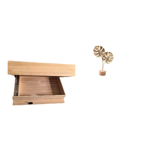 CarpNettore Floating Shelf Wall Mounted Drawer with Compartment and Leaf Sculpture Metal Leaf Statue Leaf Shaped Figurine Crafts Nordic Creative Ornament Abstract Sculpture for Dorm Room