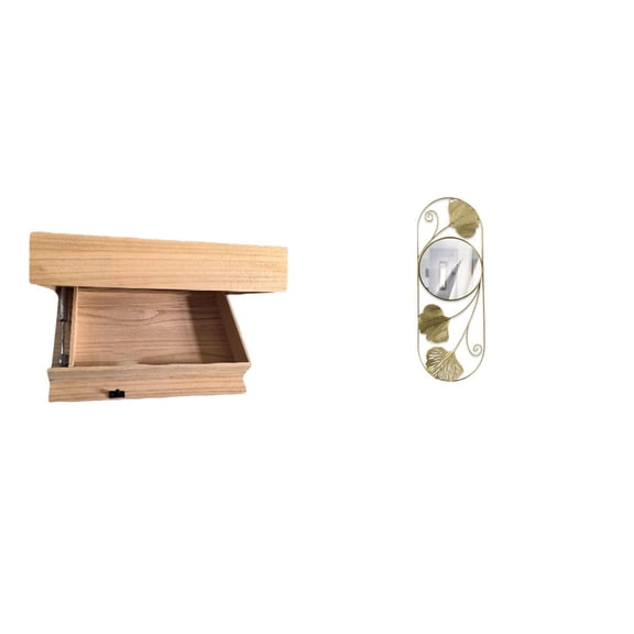 CarpNettore Floating Shelf Wall Mounted Drawer with Compartment and Wall Mirror for Living Room Corridor Cabinet Entryway Hallway Easy Installation Home Decor Storage Rack for Dorm Room