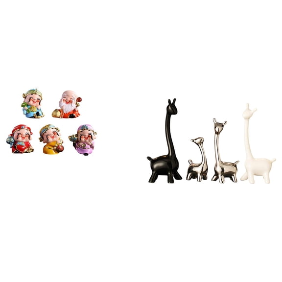 CarpNettore Fortune Giraffe Resin Ceramic Statue Tabletop Sculpture Creative Centerpiece for Bedroom Desk Office Bookshelf Party New Year Decor