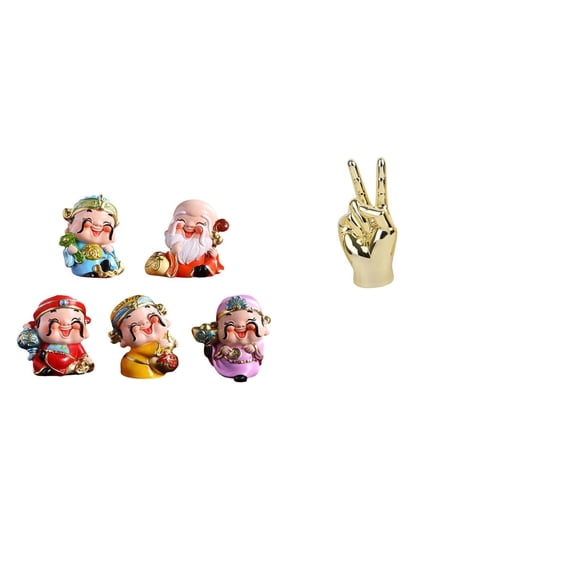 CarpNettore Fortune God Figurines and Hand Gesture Sculpture Creative Resin Statues for Bedroom Living Room Desk Shelf Party Home Decoration