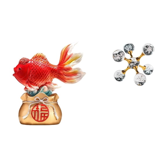CarpNettore Fortune Koi Bubble Sphere Modern Feng Shui Fish Sculpture Decorative Tabletop Ornament for Office Entryway Living Room Home Shelf Holiday Gift
