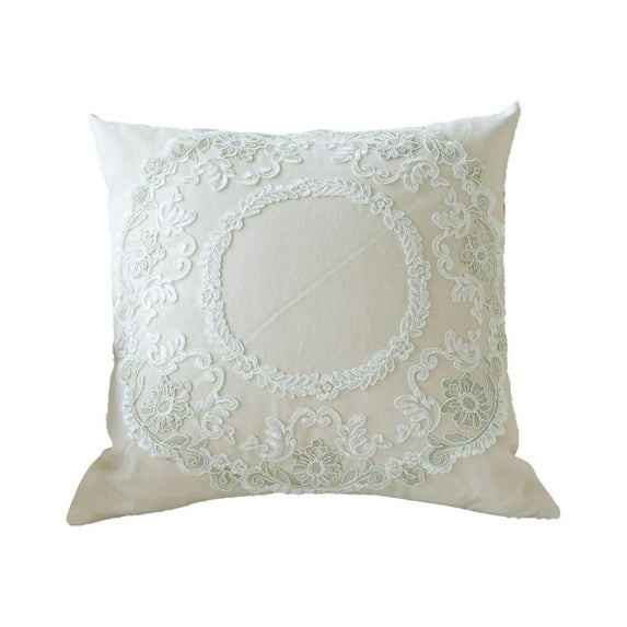 CarpNettore French Lace Throw Pillow Bed Pillow Vintage Country Luxury Handmade Housewarming Round Lace
