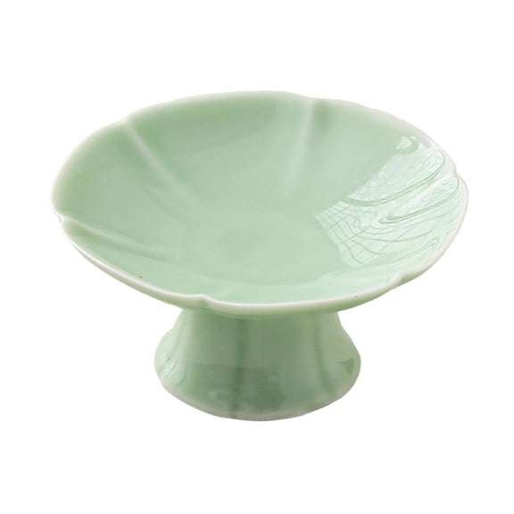 CarpNettore Fruit Bowl Ceramic Dessert Stand Footed Serving Platter Tableware Porcelain Cake Light Green