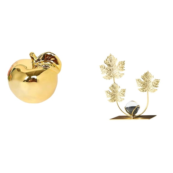 CarpNettore Fruit Leaves Sculpture Ceramic Figurine Decoration Collection Craft Delicate Ornament Desktop Statue Bookshelf Birthday Housewarming Gift Bedroom Holiday Modern Home Decor