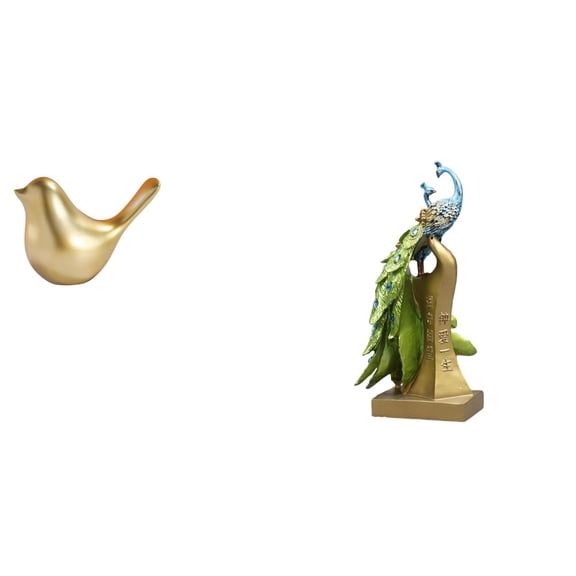 CarpNettore Golden Peacock Birds Figurine Animal Statue Modern Home Decor Ornament Sculpture for Desktop Office Mantel Living Room Housewarming Birthday Gifts