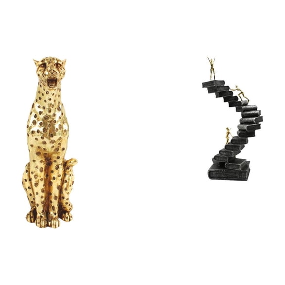 CarpNettore Golden Thinker Cheetah Figurine Abstract Animal Sculpture Decorative Table Centerpiece Resin Ladder Statue Handicraft Ornament for Office Home Decor B